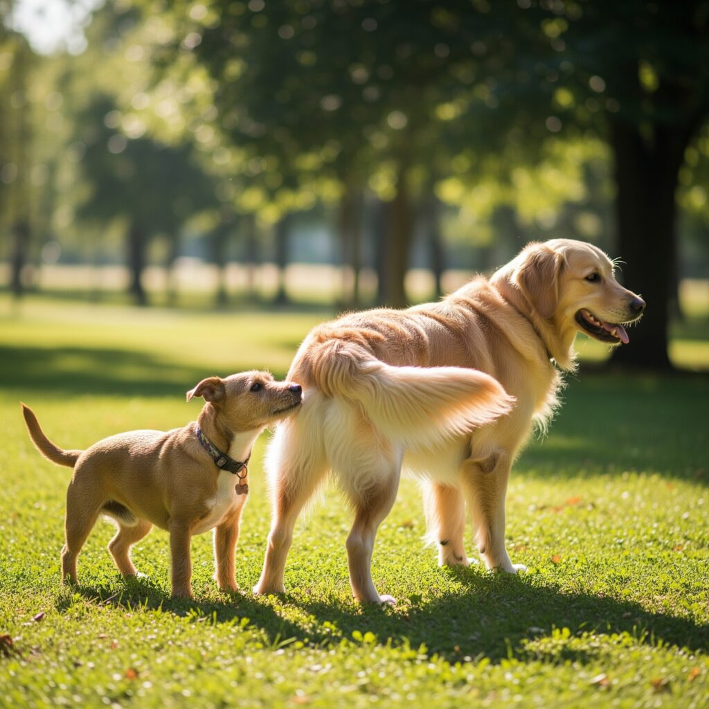 dos perros interactuando amistosamente